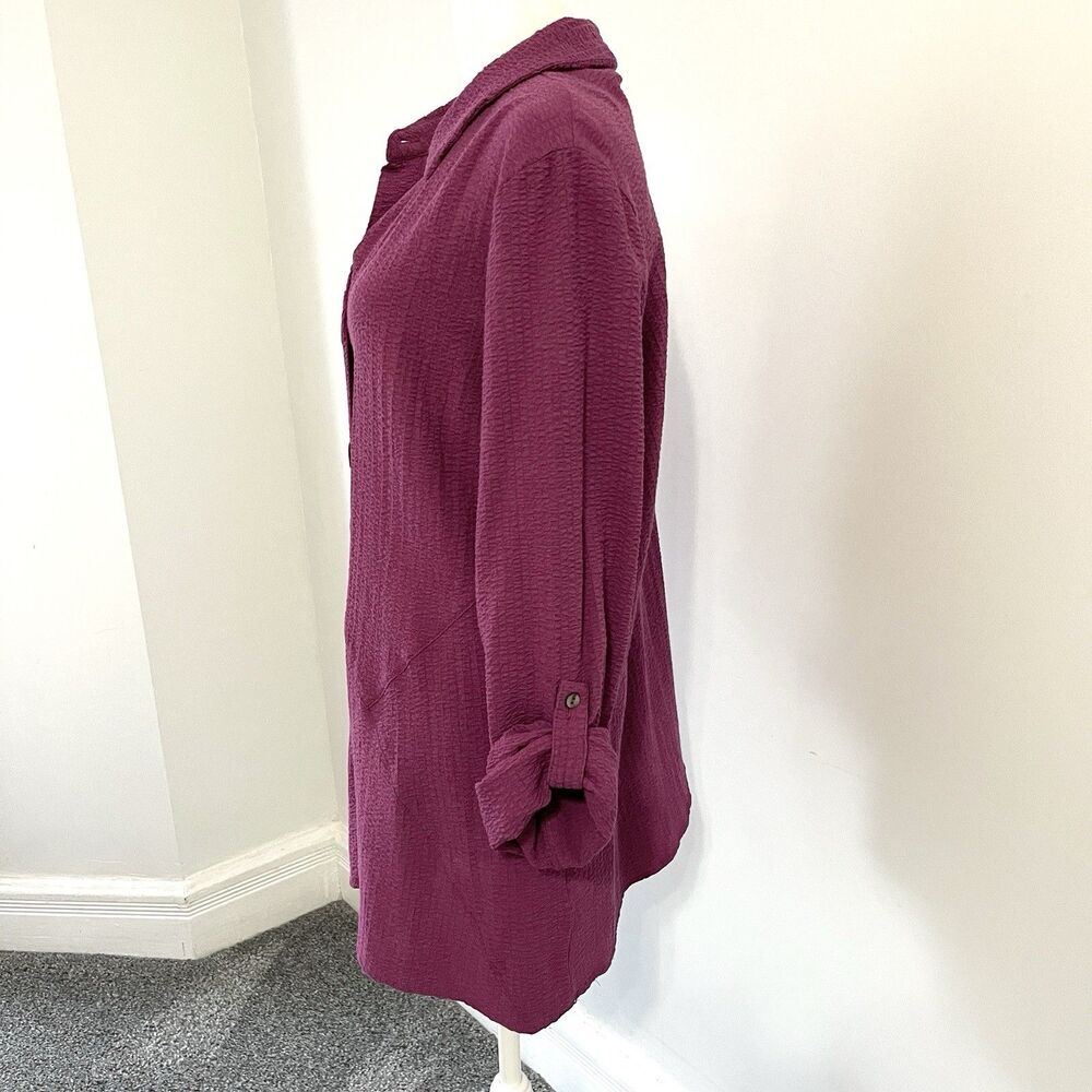 Soft Surroundings Marianna Tunic Top Sz Large Textured Stretch Button Front Plum - Picture 6 of 12